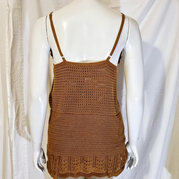 Poof New York Crochet Knit Tunic Top - Brown - Festival Boho - Size Small - Picture 2 of 8